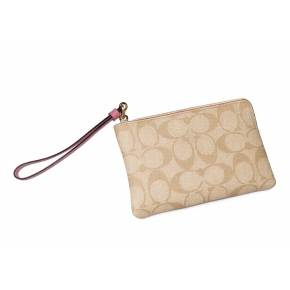 Coach Corner Zip Wristlet in Tan Raspberry Signature Canvas, SOLD OUT - Picture 5 of 5